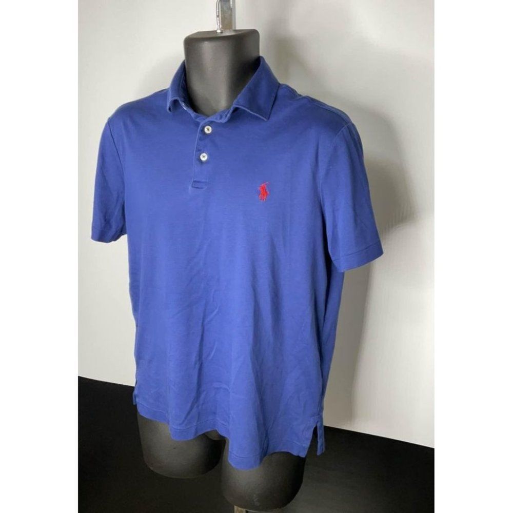 SMALL Mens Polo RalphLauren Pima Soft Touch Polo Shirt Blue Red